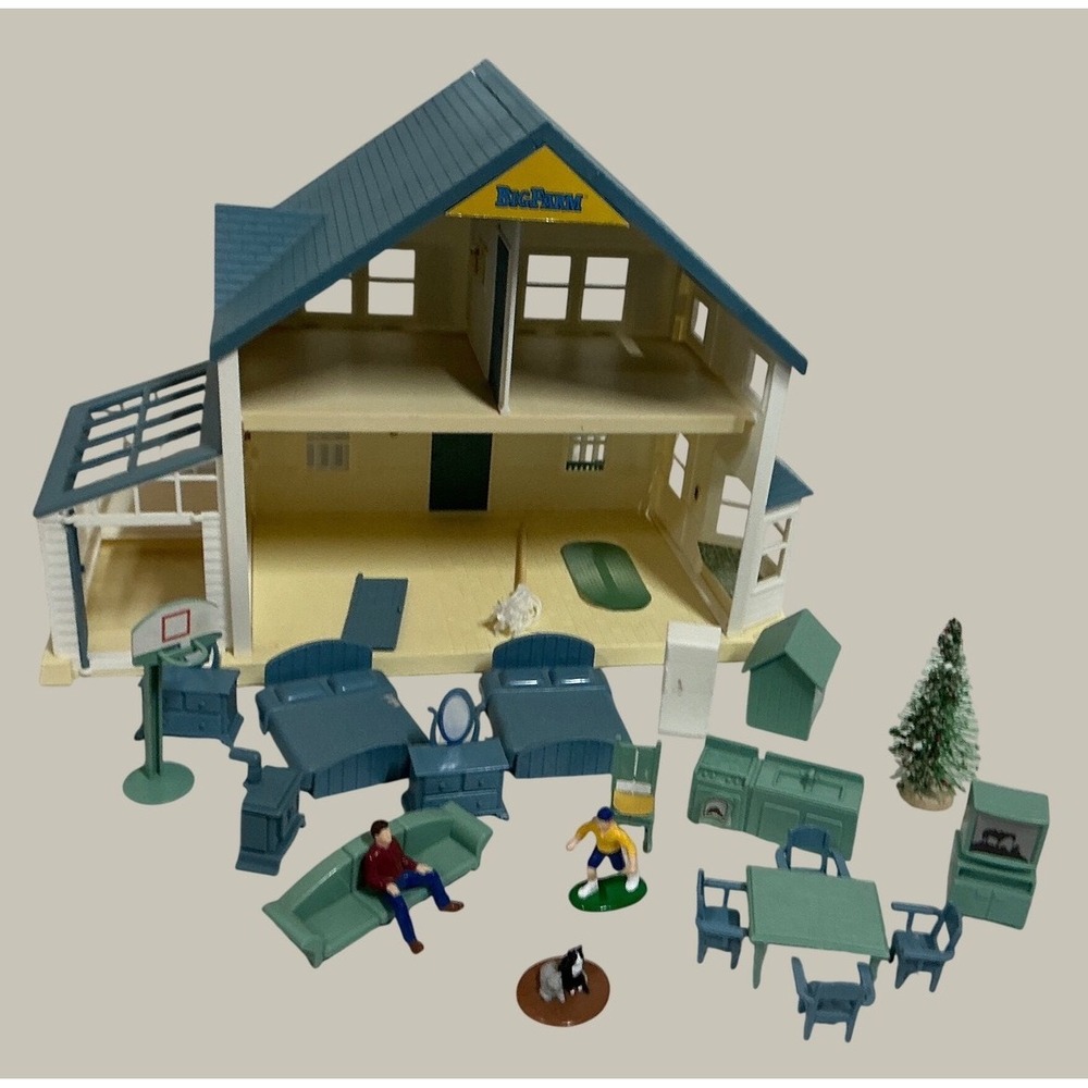 Big Farm Vintage Dollhouse Farmhouse Playset with Furniture and Figures